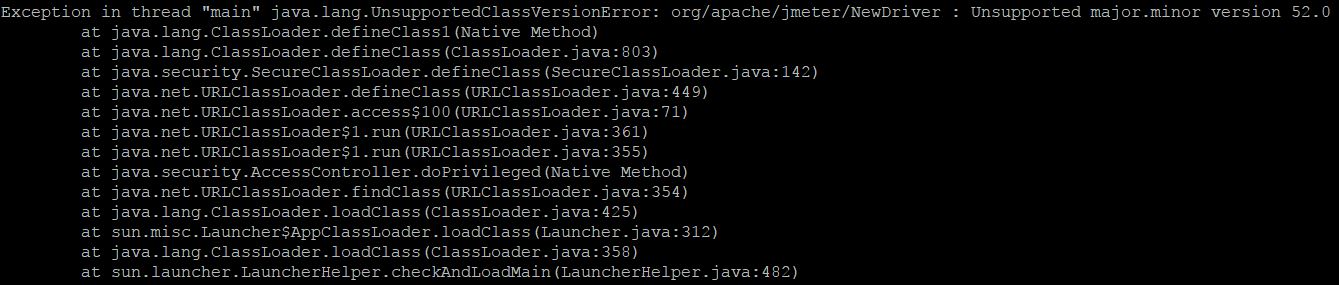 Unsupported major.minor version - JMeter Java version Distributed