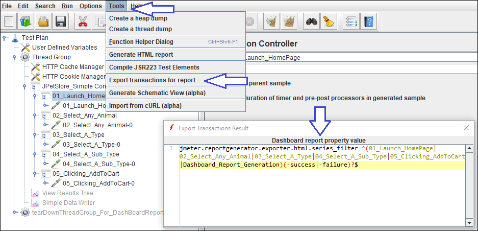 How to extract the name of the transactions