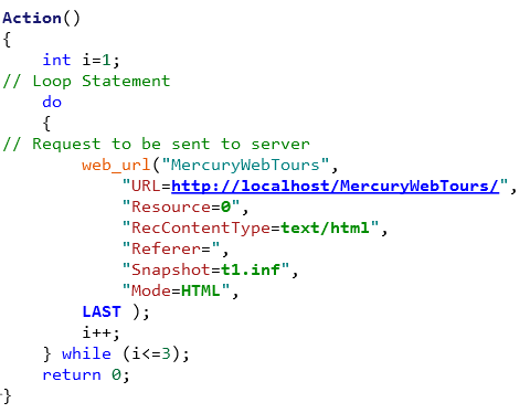 LoadRunner do while loop statement