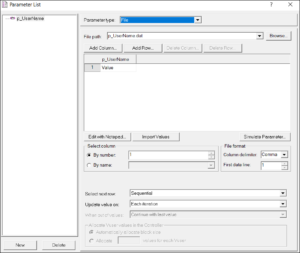 LoadRunner Parameter Type - File | Date/Time | Random | XML