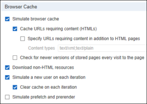 LoadRunner - Runtime Settings - Browser Emulation | Cache