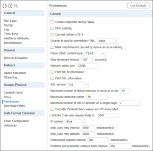 LoadRunner - Runtime Settings - Preferences - General